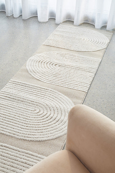 Lotus Abbey Beige and Ivory Modern Arch Pattern Hallway Runner Rug